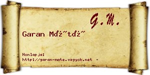 Garan Máté névjegykártya